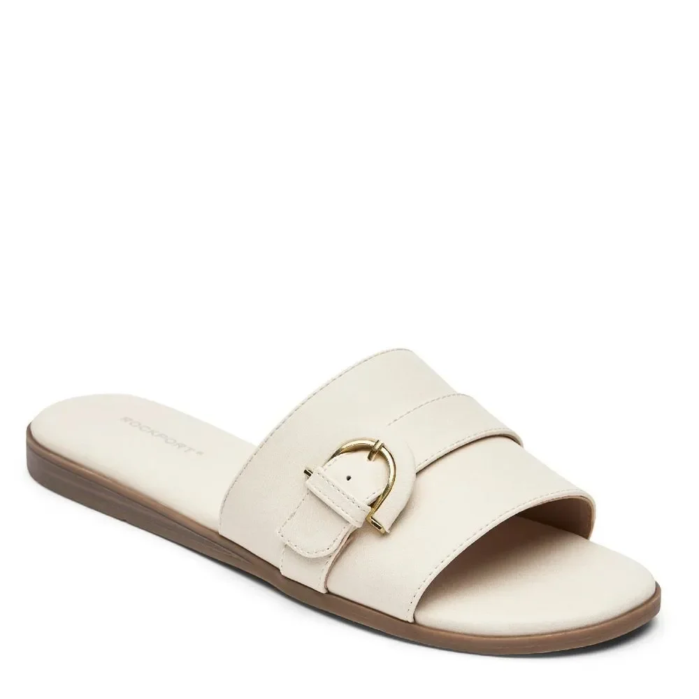 Rockport Women's Yara Slide Sandal, Vanilla, 9